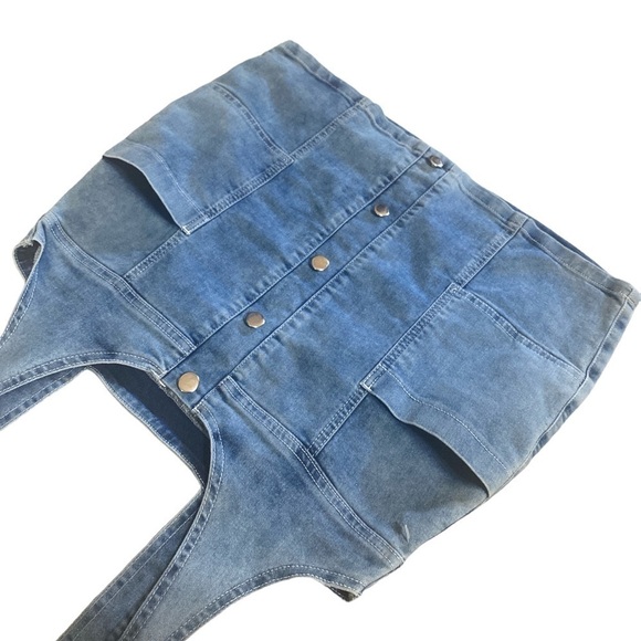 ATIPICAL Denim Country Western Concert Romper Jumper Mini Dress Size Large ECU - Picture 9 of 10